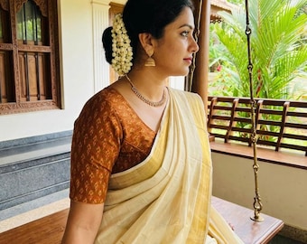 Readymade Saree Blouse, Cotton Printed Stitched Sari Top, Princess Cut Indian Choli