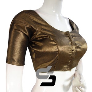 Brown colour Tissue silk Readymade saree blouse From D3 Blouses
