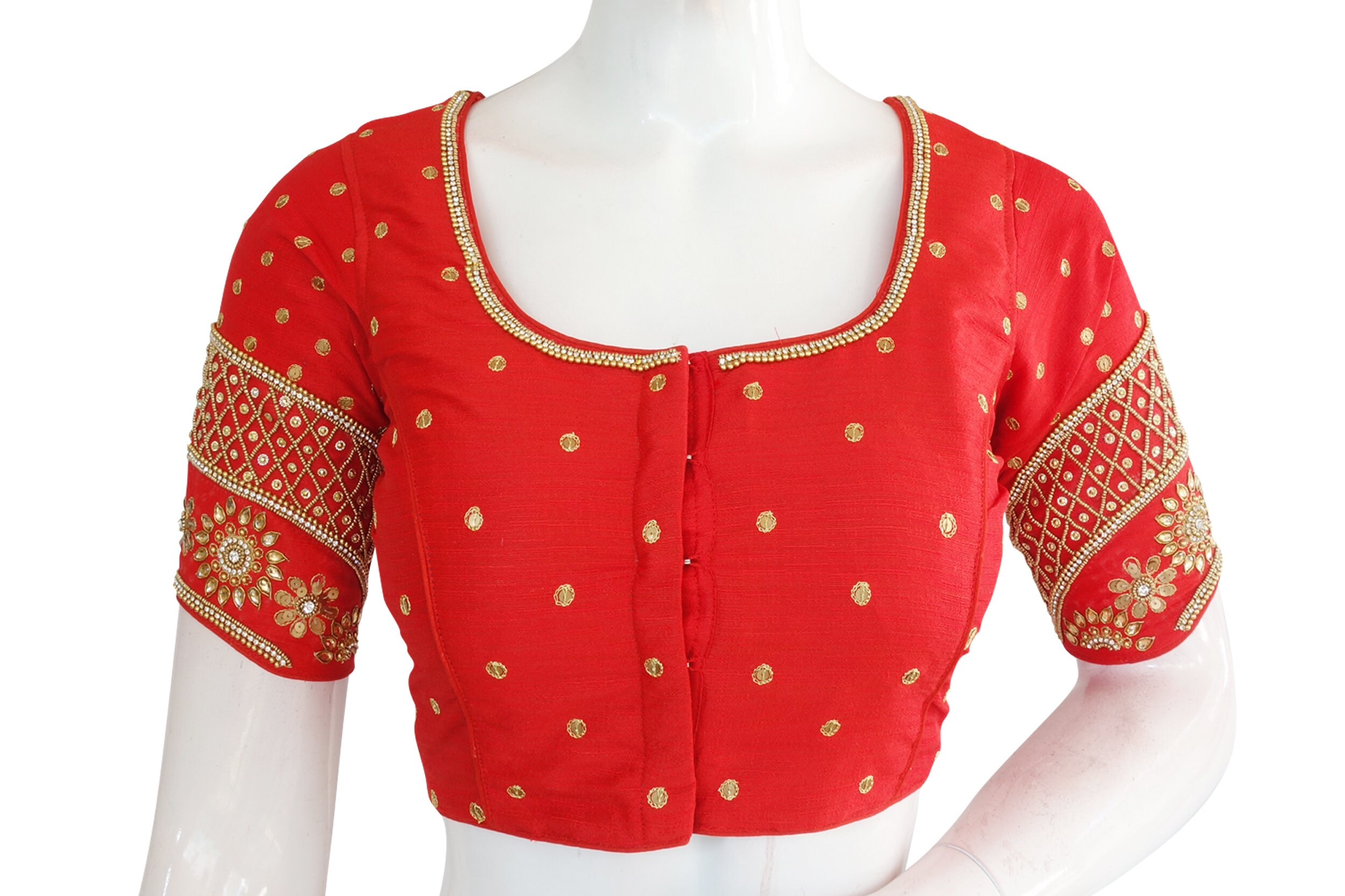 Red Color Bridal Handwork Readymade Saree Blouse Aari work | Etsy