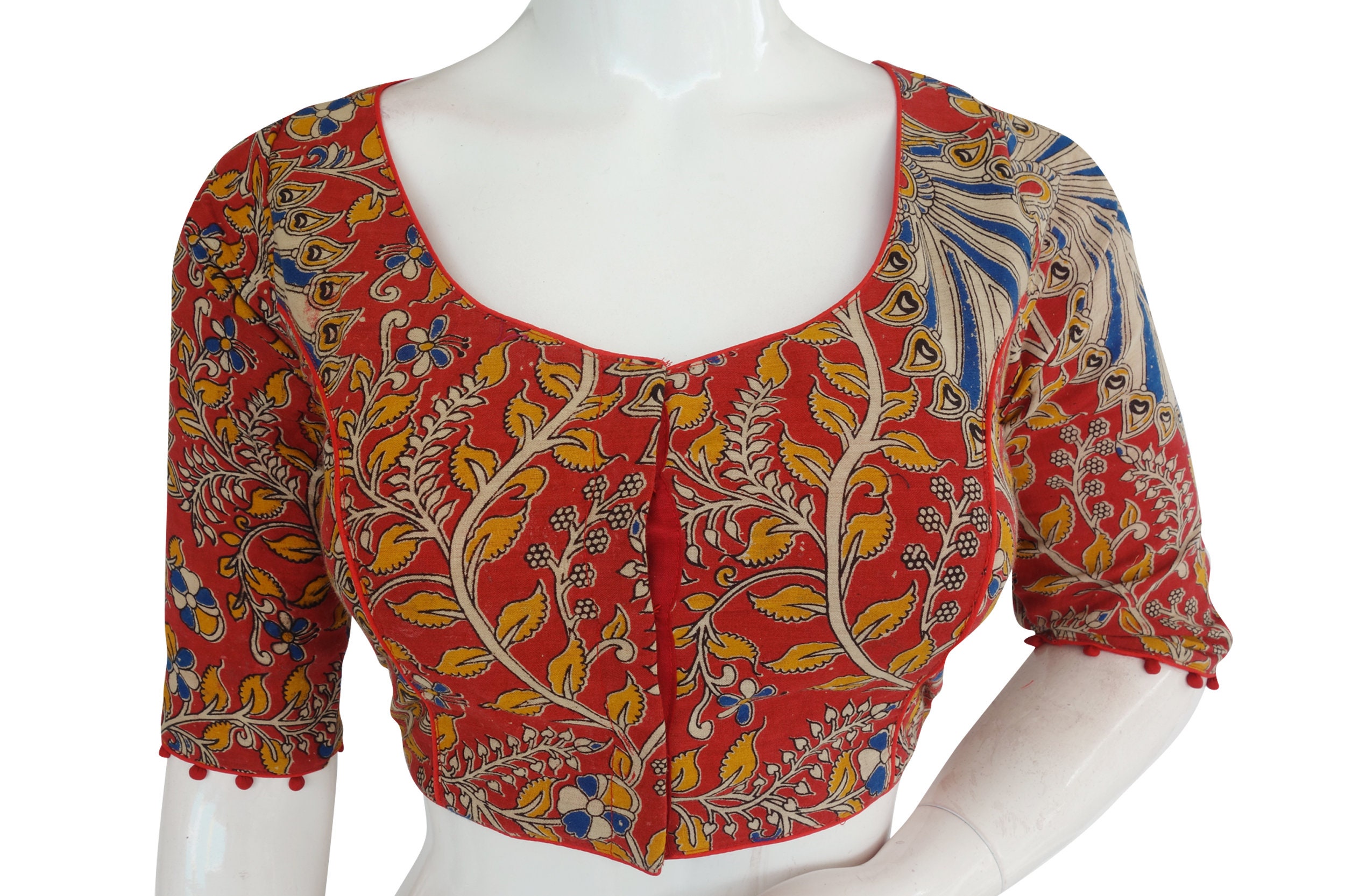 Kalamkari 3/4th Sleeves Readymade saree blouse Indian Cotton Etsy