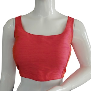 Plain Silk Sleeveless Readymade blouses,Indian Silk Sari Blouse ,Women clothing crop top tunic