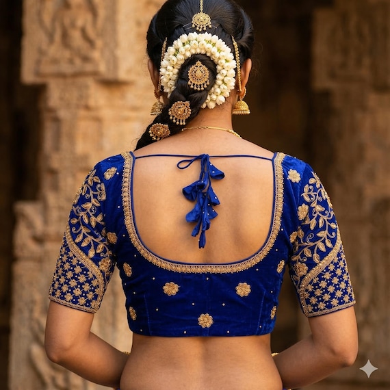 Royal Blue Color Semi Silk Designer Embroidery Saree Readymade