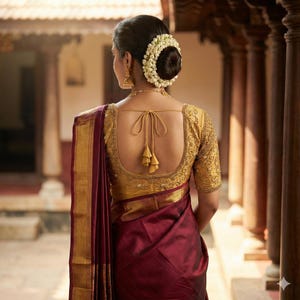 Blusa de seda tisú Aari dorada con brillo dorado, elegancia nupcial, corte princesa