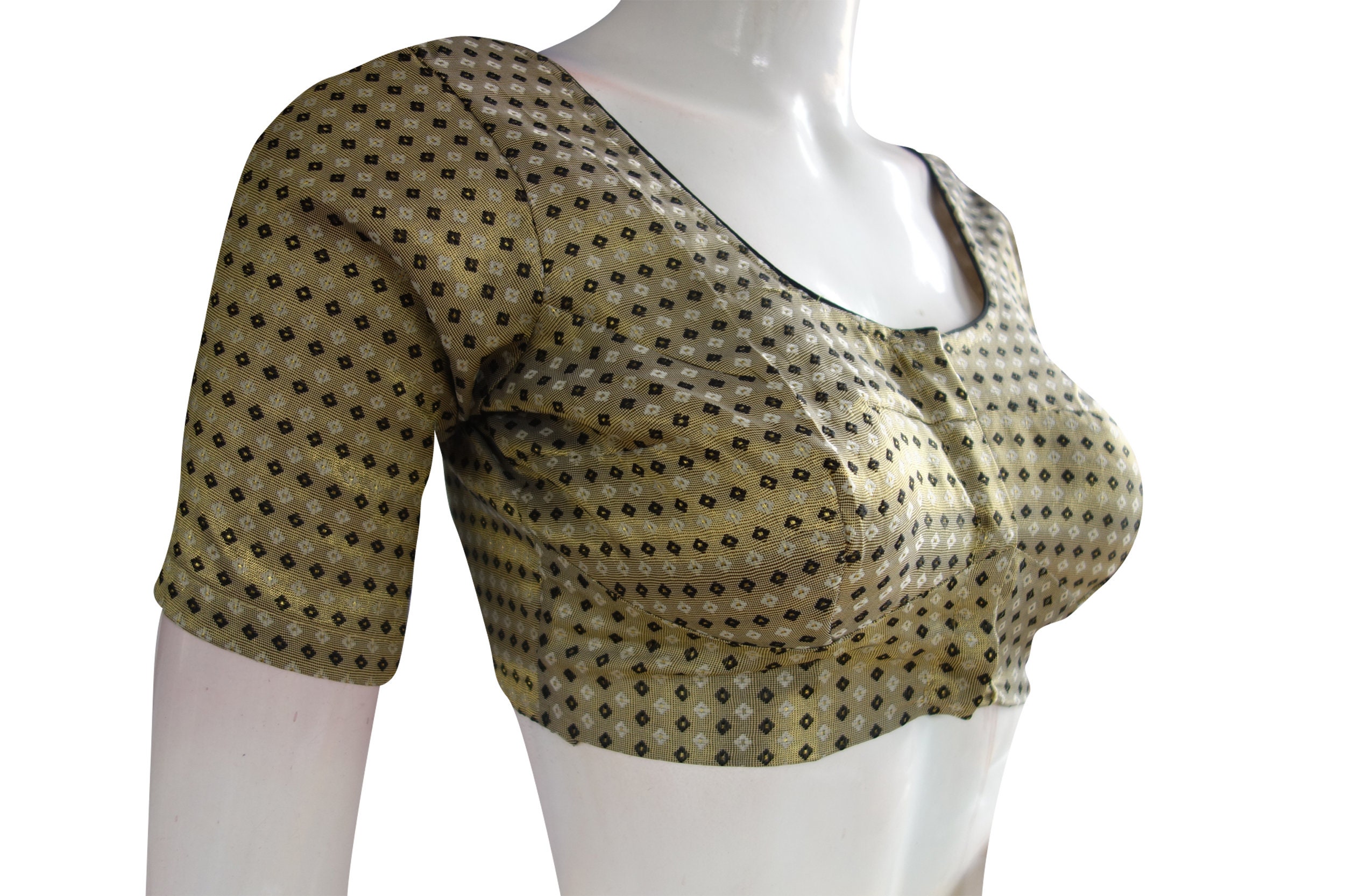 Gold Shade Double Katori Readymade Saree Blouse, Indian Dart