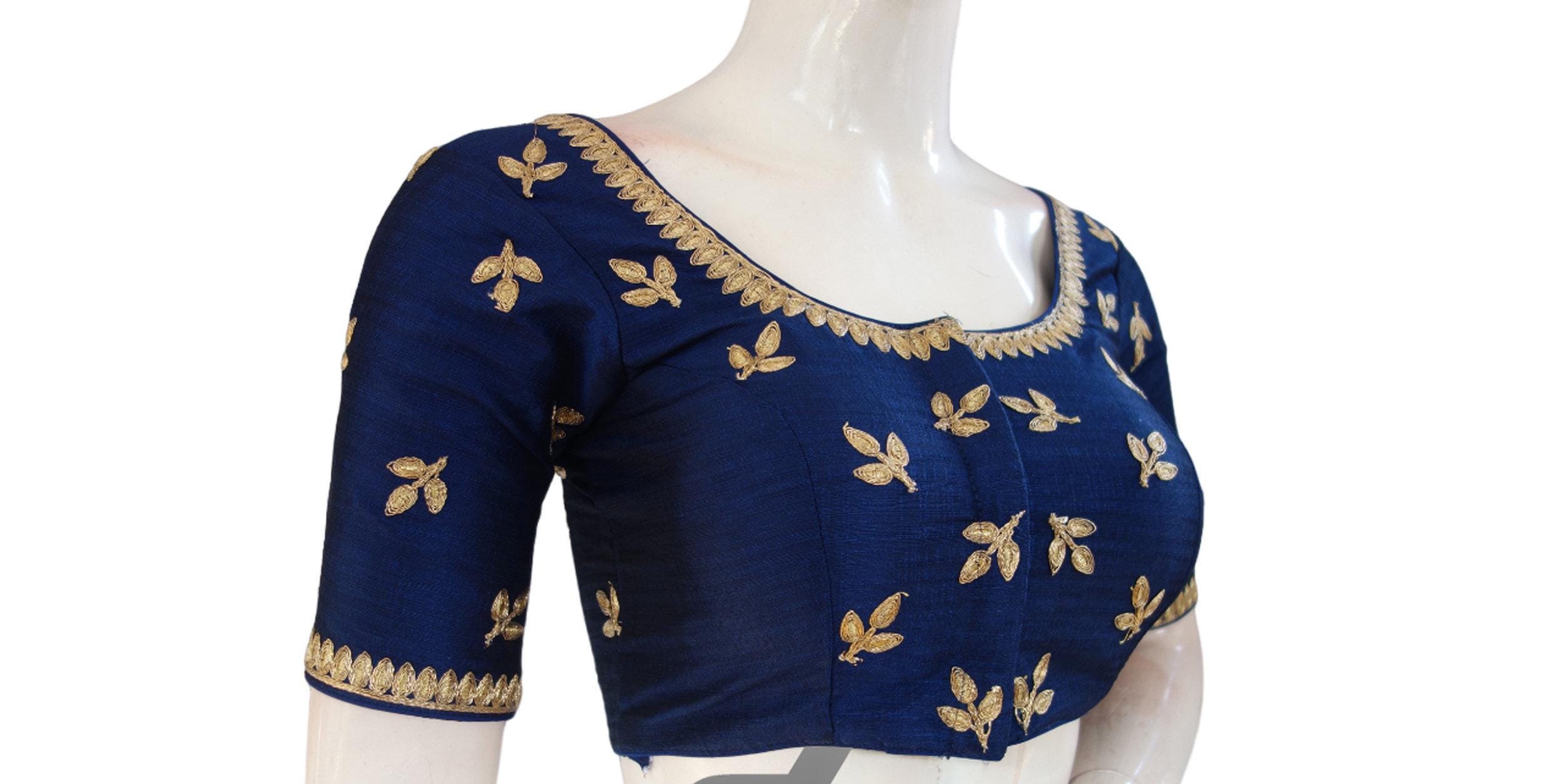 Embroidered Saree Blouse: Semi Silk, Ready to Wear, Princess Cut 