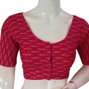 Cotton Printed Saree Blouse: Readymade Indian Top - USA Shipping