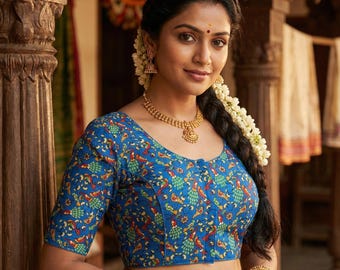 Style Simplified: Cotton Printed Readymade Saree Blouses | USA,Princess cut