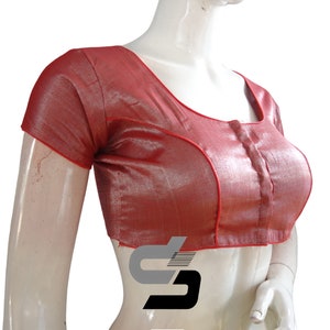 Red Color Tissue silk Readymade saree blouse From D3 Blouses, Indian Designer Blouses in USA