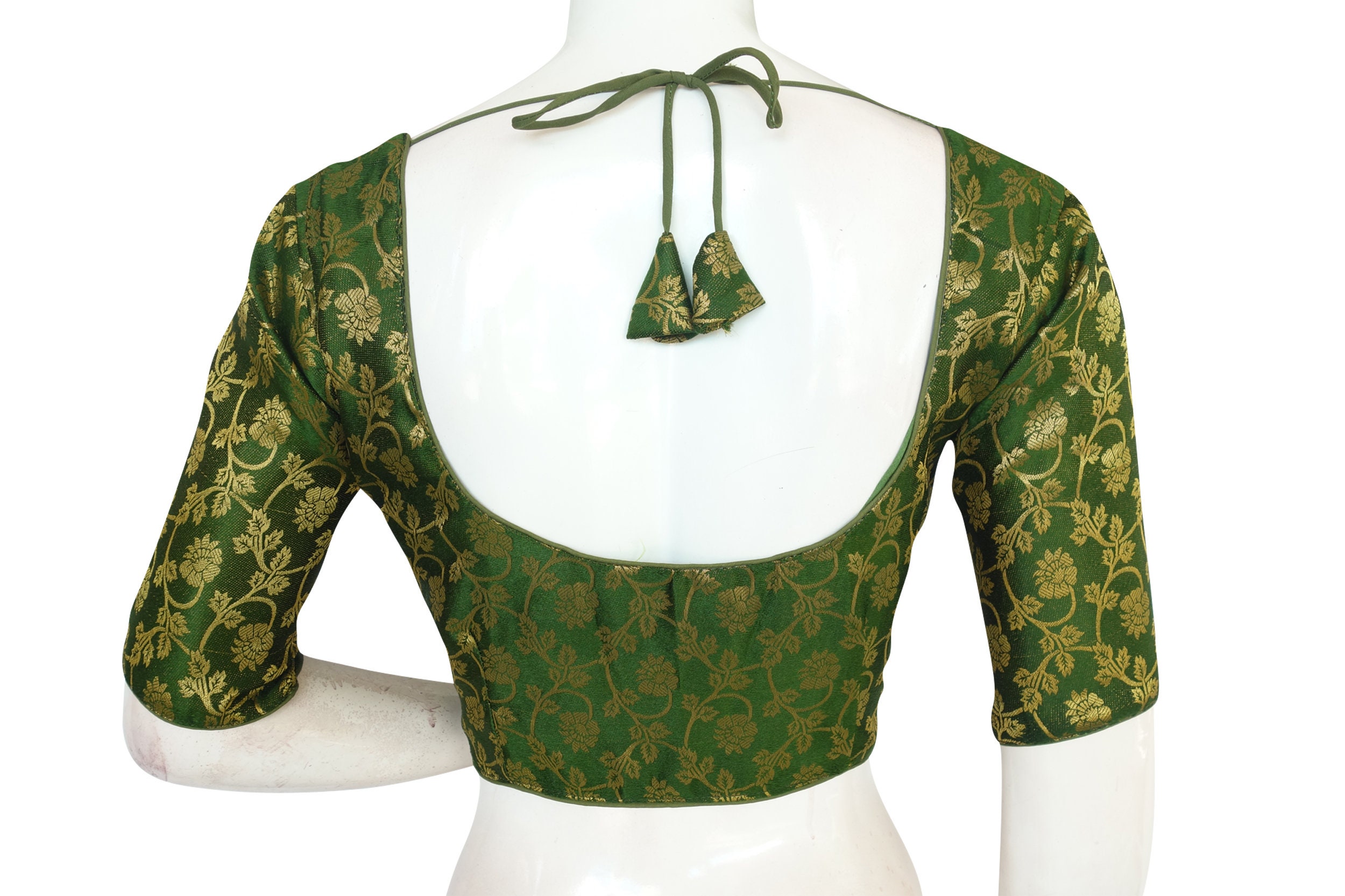 Parrot Green Color Brocade silk Readymade saree blouse From D3 | Etsy