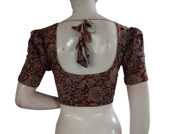 Maroon Kalamkaari Ready to Wear Blouse main image 0