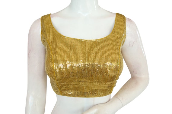 gold sequin blouse saree