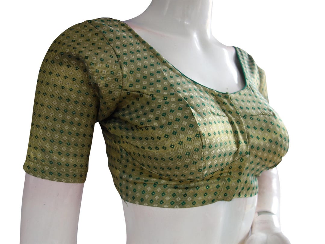 Green Color Katori Blouse Women's Ready Made Saree Top, Size