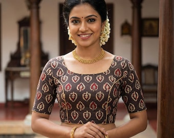 Exclusive Cotton High Neck Saree Blouses | Choli Top | USA Shipping,Princess cut