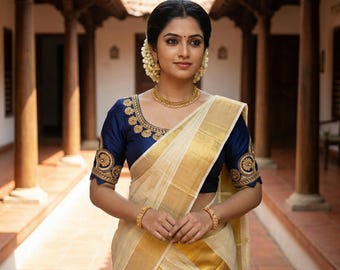 Embroidered Designer Readymade Saree Blouse - Multi-Color Floral (Princess Cut)