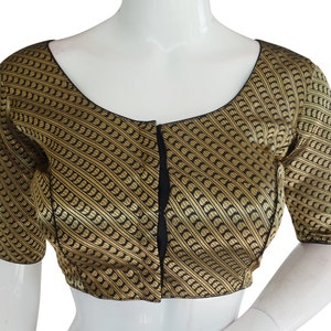 Black Color Brocade silk Readymade saree blouse, Ready to wear blouse, Indian sari blouse and Croptop in USA, Plus Size