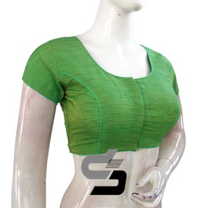 Green Saree Blouse,Ready made Silk Saree Blouse, Plus size saree blouse, Indian Choli top