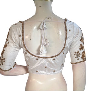 White Color Bridal Handwork Readymade Saree Blouse, Indian Ethnic Blouse in USA