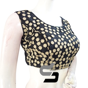 Black Color Netted Designer Embroidery Saree Readymade Blouse, Indian Designer Party Wear Blouse in USA