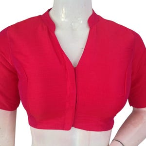 Readymade Saree Blouse – Collar Neck Semi Raw Silk with Cotton Lining – Stitched Padded Blouse for Sarees & Weddings, 3 Colors