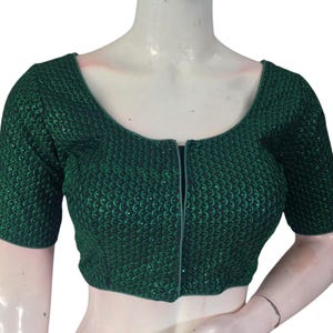 Green Semi Silk Saree Blouse: Embroidered Festive Wear