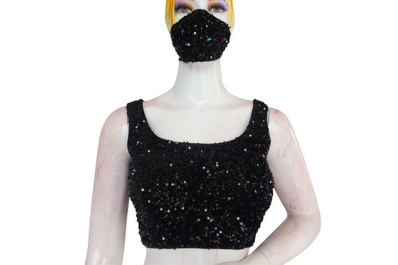 Black Color Designer Velvet Sequins 
