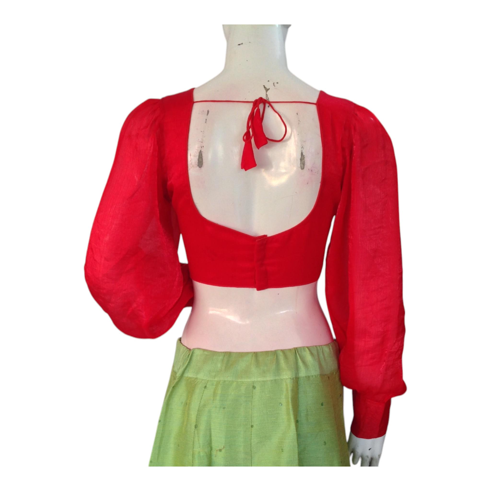 Luxurious Organza Balloon Sleeve Saree Blouse | Sheer & Chic