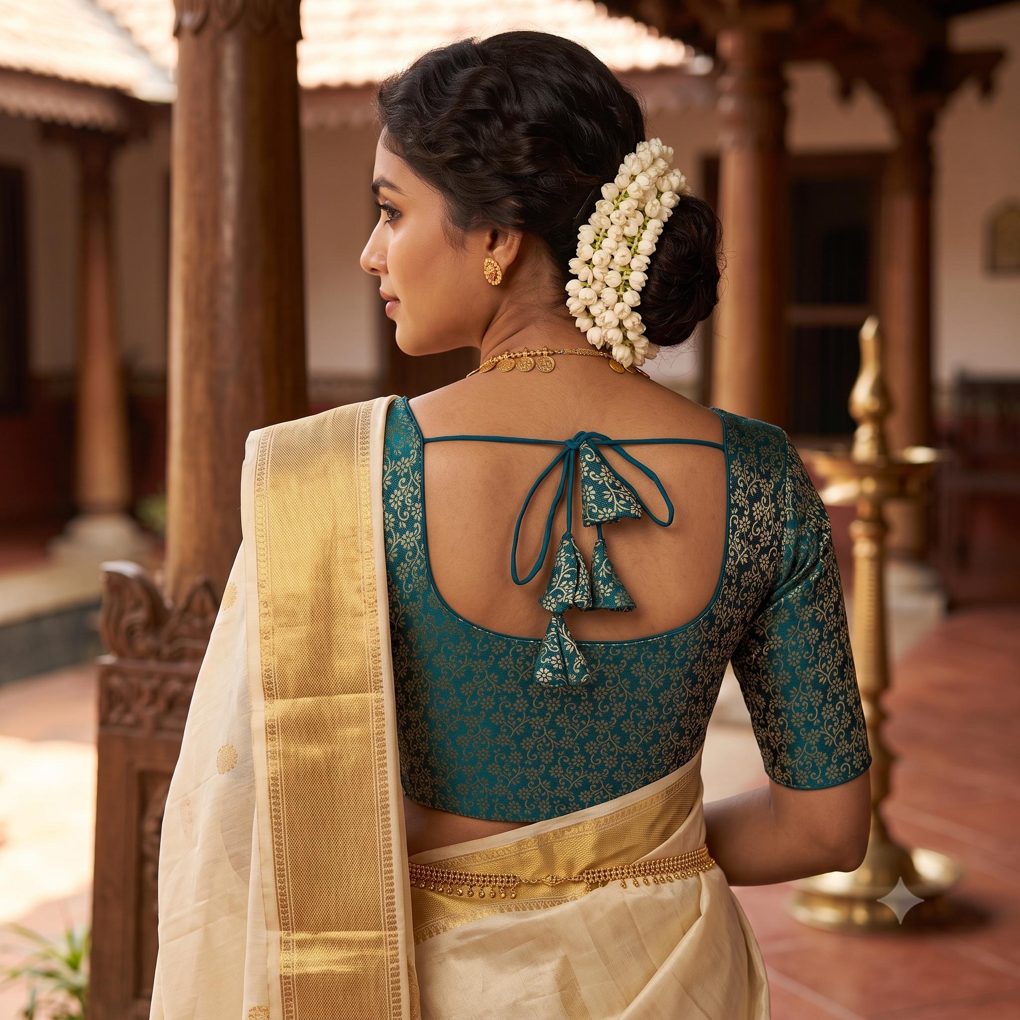 Timeless Brocade Silk Readymade Saree Blouse | USA ,princess Cut
