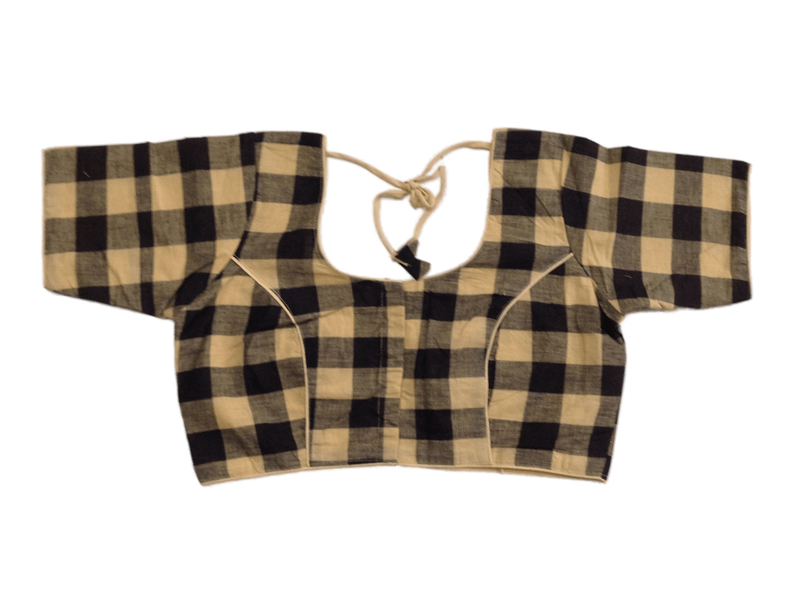 cotton checks saree blouse