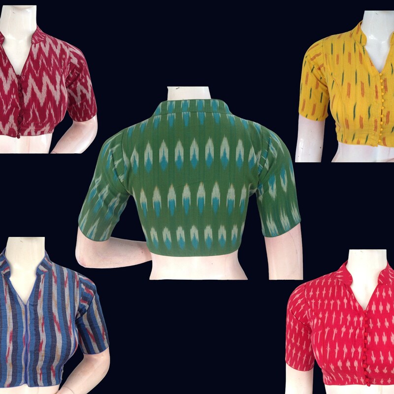 Eshani Charcoal Ikat Cotton Blouse main image 1