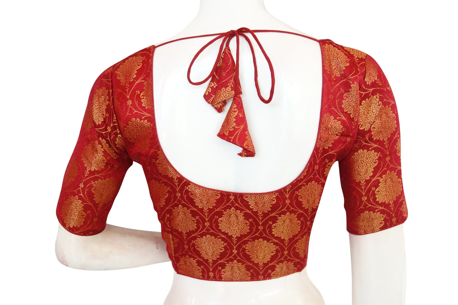 maroon brocade blouse material