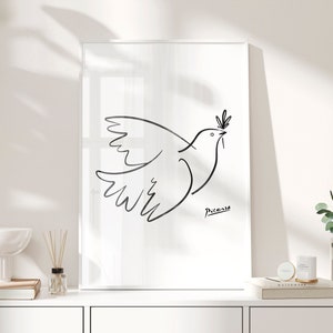Picasso Dove of Peace, Art exhibition print, Picasso line art, Modern minimalist art, National art gallery, Contemporary poster, Vintage art