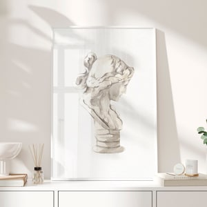 Aphrodite Watercolour Statue Art, Ancient Greco Roman Poster, Venus de Milo Sculpture, Antiquity Vintage Museum Exhibition, Light Academia