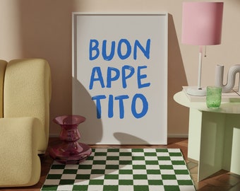 Buon Appetito-print: trendy keukenkunst, Italiaans citaat (digitale download)
