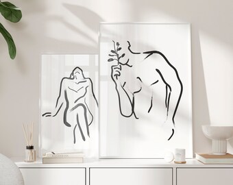 Quadro Astratto Coppia Silhouette In Metallo 2 Mm – Arte Murale Minimalista 60x20 Cm, Uomo E Donna, Spedito Dalla Germania