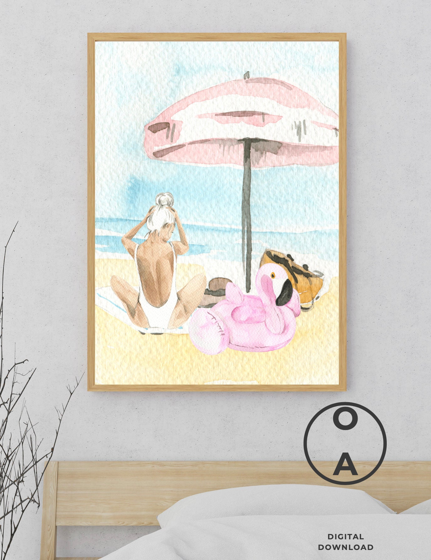 Girl by the Ocean Print Beach Girl Print Art Summer Tropical - Etsy