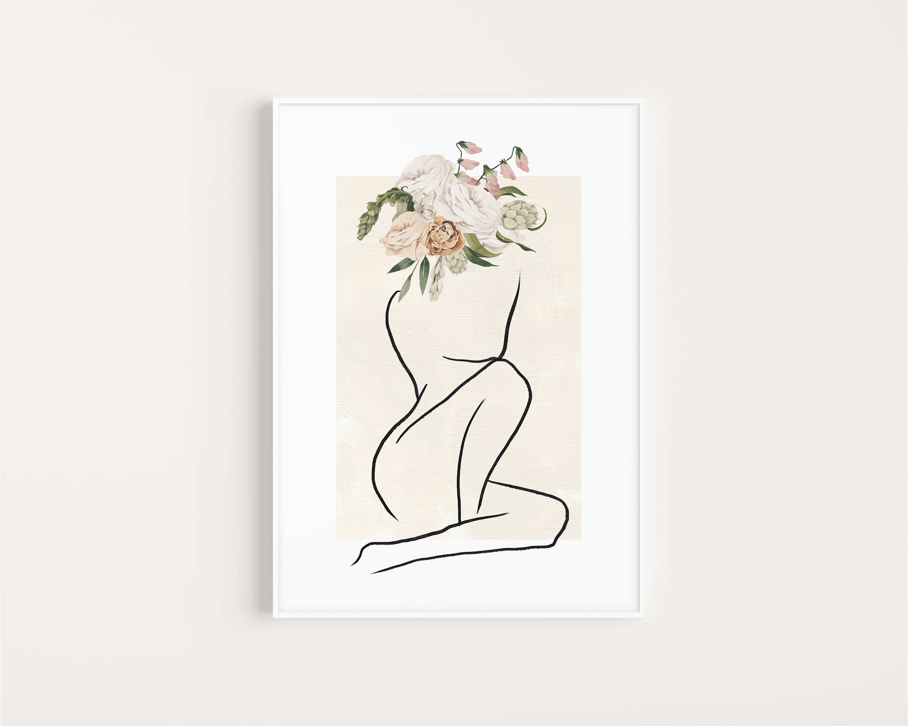 Set of 3 Female Form Line Art Prints, Silhouette of a Woman, Floral ...