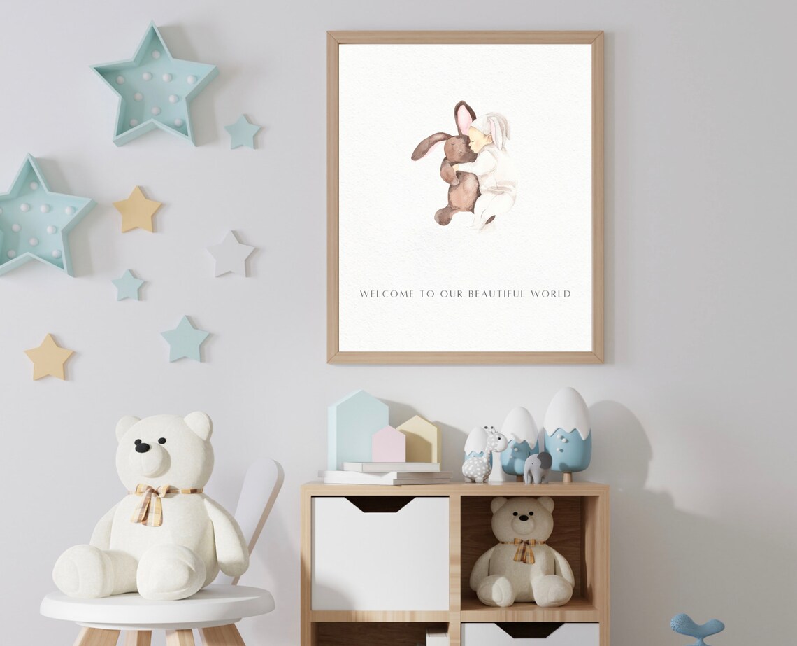 Watercolor baby print Unisex nursery print New baby poster Etsy