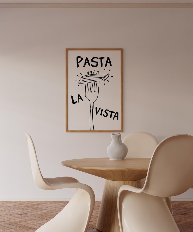 Pasta La Vista Print, Aesthetic Kitchen Art, Gift for Pasta Lovers