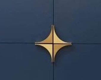 Poignée d'armoire triangulaire incurvée dorée/Poignée de tiroir géométrique/Poignée de tiroir au fini affleurant/Quincaillerie de meubles modernes/Décoration de cuisine dorée/piratage IKEA
