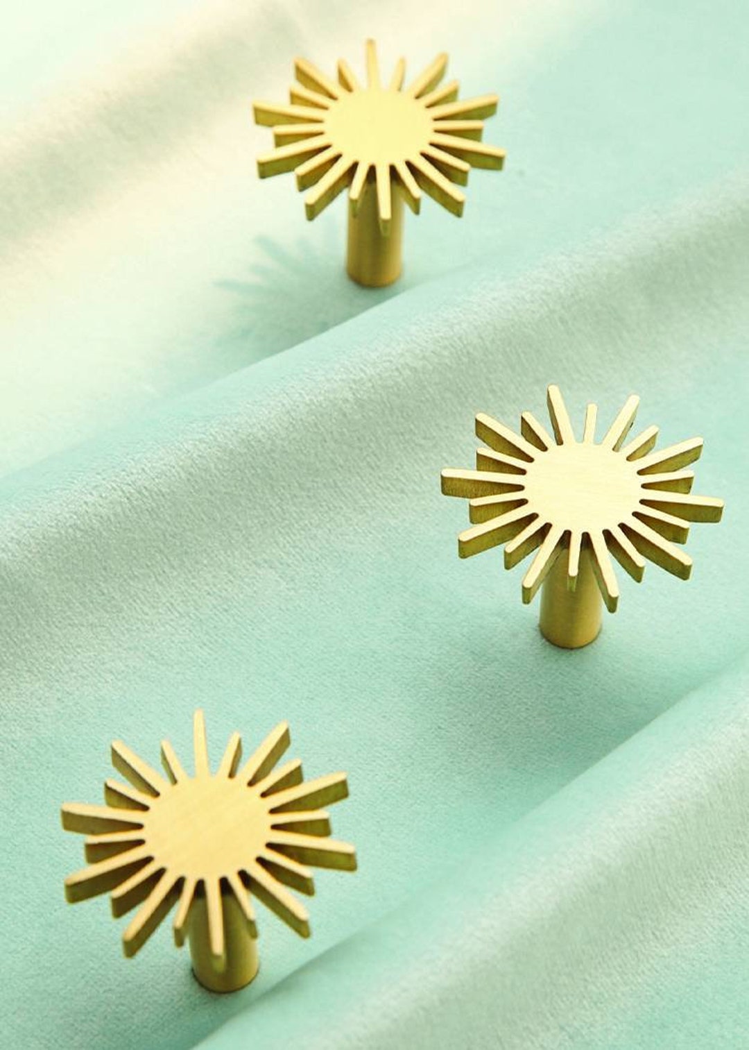 Gold Brass Sun Door Handle/star Shaped Drawer Knob/gold Star Pull/brass Furniture