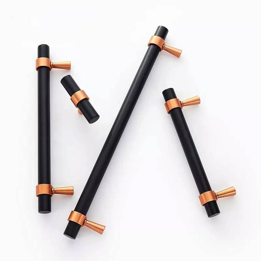 Rose Gold and Black Bar Handles/copper and Black Drawer Pull