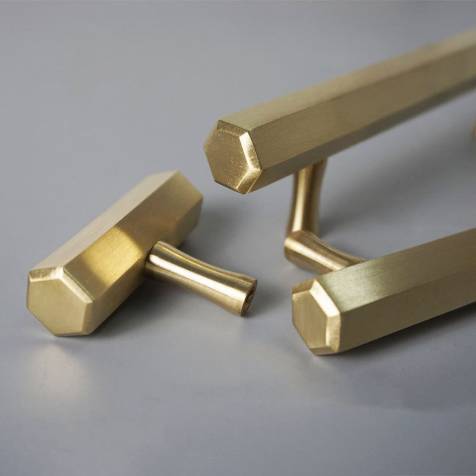 Brushed brass bar Handles flat edged various lengths Etsy