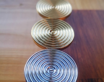 Round mid century modern echo pattern drawer handle in gold, silver or gunmetal grey/retro style cabinet pull/IKEA hack/metal door knob