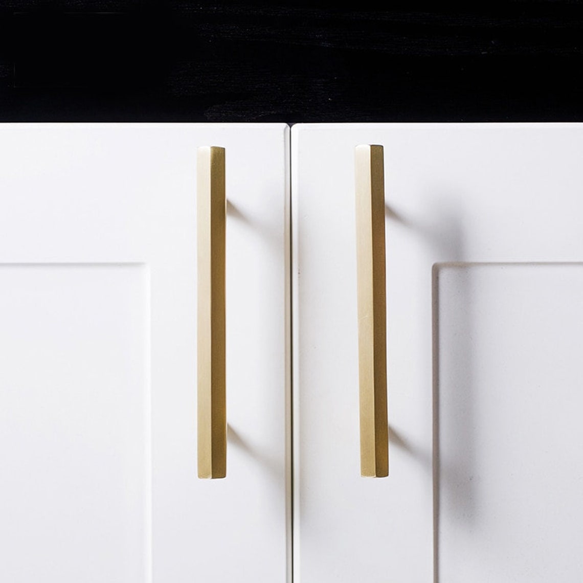 Brushed brass bar Handles flush edge short and long Etsy