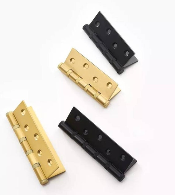 Matte Black or Gold Brass Knurled Texture Door Hinges decorative