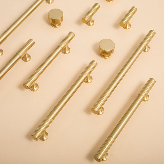 Matte Gold Brass Bar Handle/bar Handle With a Line Etsy