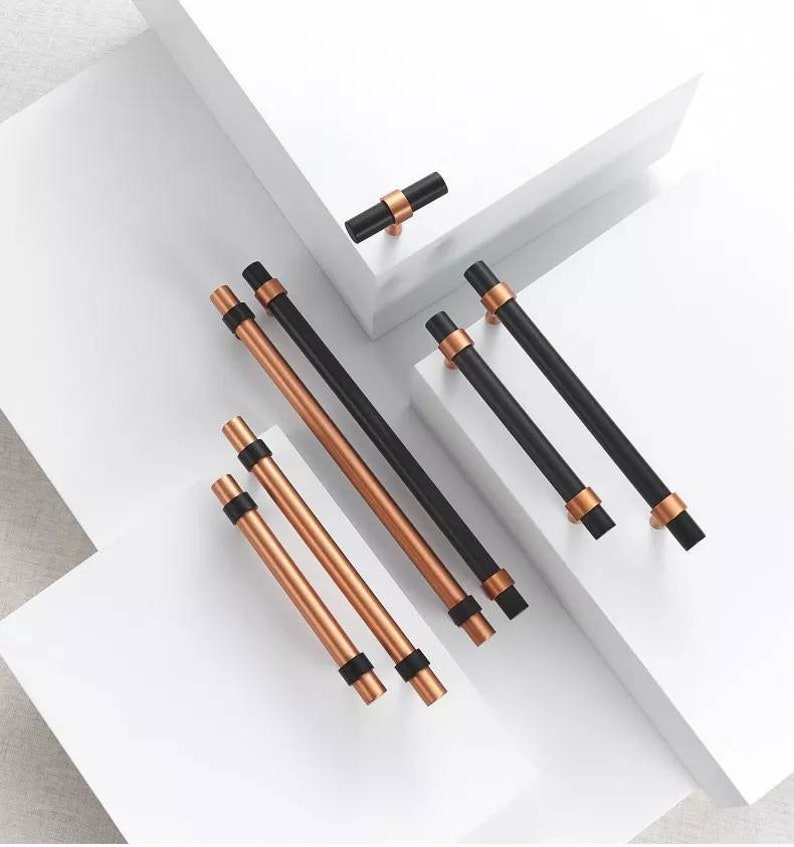 Rose Gold and Black Bar Handles/copper and Black Etsy