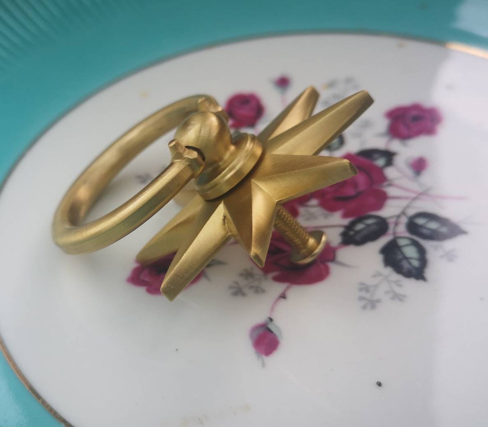 Gold Star Shaped Ring Pull Handle/gold Star Backplate Door Etsy