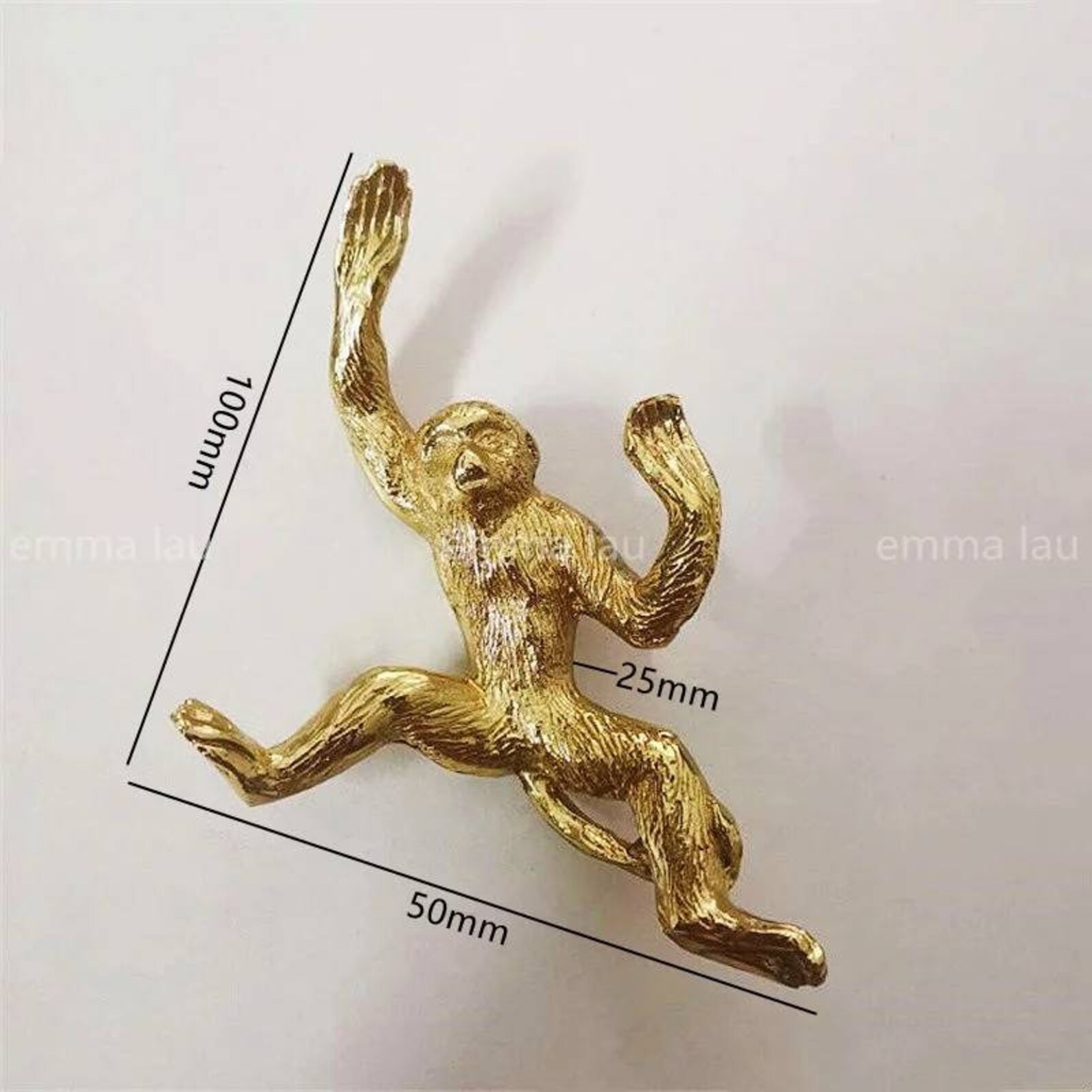 Detailed golden brass monkey Pull Door Handle Hook Etsy