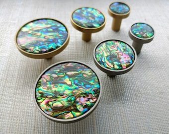 Rainbow Abalone Shell Drawer Pull/Iridescent Pearl Cabinet Pull/Mother of Pearl Door Handle/Pearl Drawer Knob/Pearl Furniture Hardware